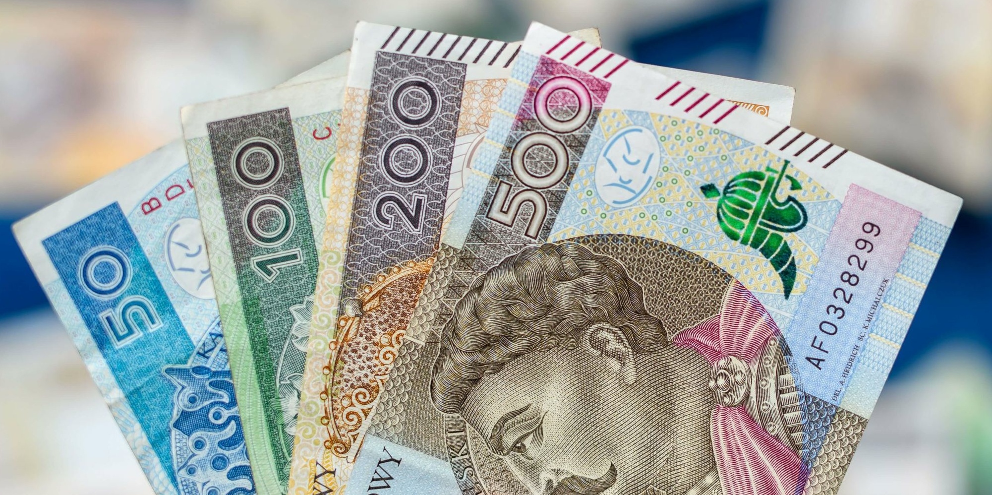 polskie banknoty ułożone w wachlarz